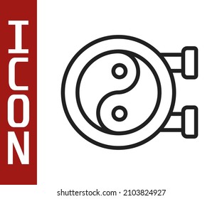 Black line Yin Yang symbol of harmony and balance icon isolated on white background.  Vector