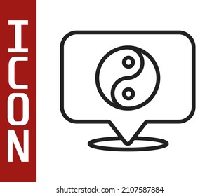 Black line Yin Yang symbol of harmony and balance icon isolated on white background.  Vector