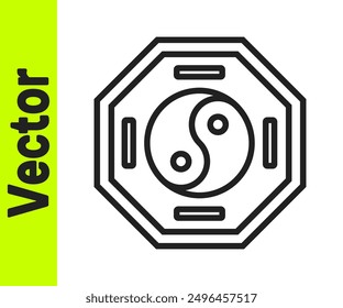 Black line Yin Yang symbol of harmony and balance icon isolated on white background.  Vector