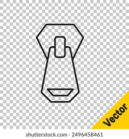 Black line Zipper icon isolated on transparent background.  Vector