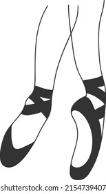Black linear ballet pirouette pose in pointe shoes part