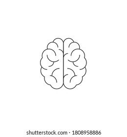 Black linear brain drawing on a white background, vectorial