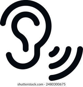 Black linear bubble with ear like whisper. concept of easy rumors spread and impact on the listener. flat stroke style trend modern lineart logotype graphic art design isolated on white background