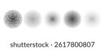 Black linear concentric circle set. Dotted and dashed round sound wave collection. Epicenter, target, radar, sonar icon concept. Radial radio signal or vibration element pack. Vector halftone symbols