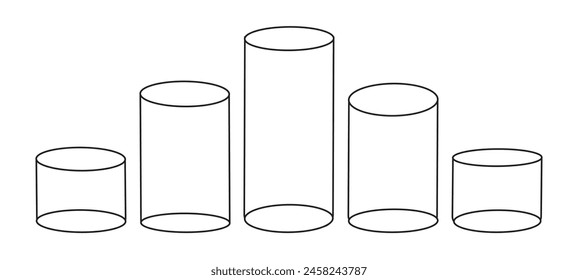 Black linear Cylinder on a white background. Vector Outline