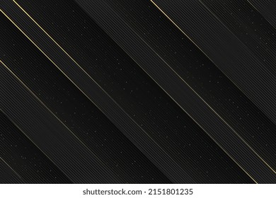 Fondo decorativo lineal negro. Textura de líneas diagonales de oro. Papel de pantalla de lujo para tarjeta, web, aplicación