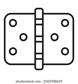 Black linear door hinge icon, simple silhouette of furniture hardware