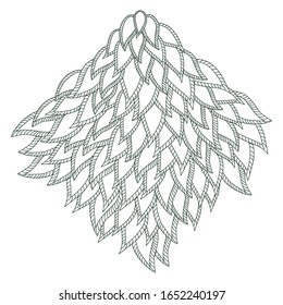 Follaje lineal negro para el libro de colorear, adhesivo de álbumes, tarjeta de invitación, tapa de libro, estilo tatuaje, bolsa, carpa. Diseño de adornos pétalos superpuestos. Ilustración de vectores aislados blancos