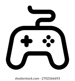 Ilustración de controlador de juego lineal negro que muestra Botones y empuñaduras. Adecuado para App de juegos, contenido de entretenimiento digital y temas de diseño de interfaz de usuario.
