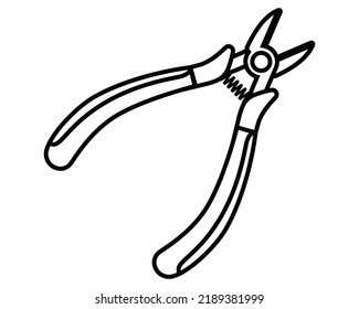 black linear icon construction cable cutting pliers. flat vector illustration.