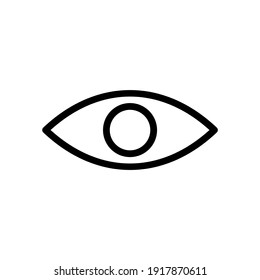 The black linear icon of eye without a pupil. Outline optic illustration . Pictogram for web page, mobile app, promo. Eyes logo template symbol UI UX GUI design element. Vector EPS 10