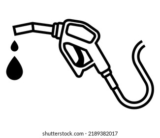 black linear icon of a pistol at a gas station to refill the tank with gasoline. lack of fuel for the car. flat vector illustration