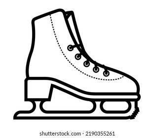 black linear icon of skate for skating on ice in winter. flat vector illustration.