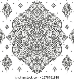Black Linear Indian Seamless Pattern On Stock Vector (Royalty Free ...