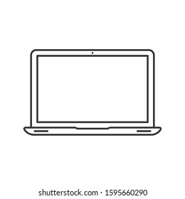 Black Linear Laptop Icon Isolated. Outline Laptop Icon. Vector Illustration. Laptop Computer In Thin Line Style.