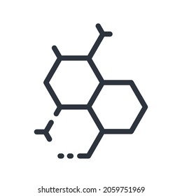 Black linear medical icon of 
 hexagons isolated on transparent background. Outline icon
