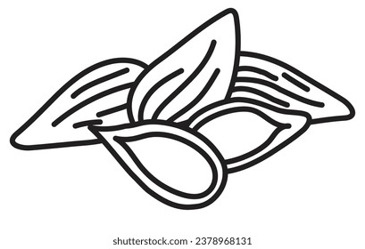 black linear outline for children's coloring book. black and white sunflower seeds close-up. linear icon for menu, cafe and restaurant.