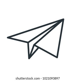 black linear paper plane icon