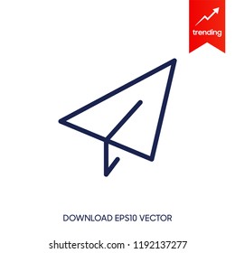 black linear paper plane icon