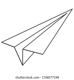 black linear paper plane icon