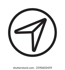black linear paper plane icon. Vector illustration and white background. 10 EPS