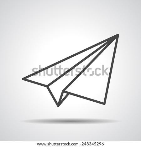 black linear paper plane icon on a grey background