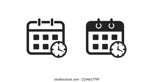 Schwarz-Linear-Kalendersymbol. Monatszeitsymbol. Kalender, Vektorsymbol. EPS10