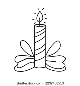 Black linear symbols on a white background. christmas candle sign.