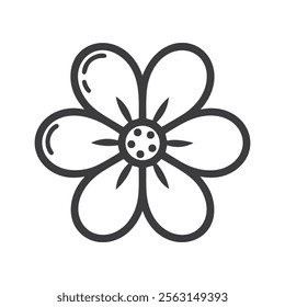 Black linear vector illustration of a flower