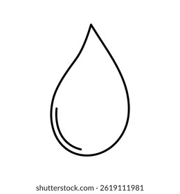 Black linear water drop icon isolated on white background. Vector illustration.