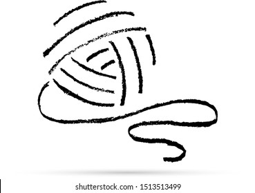 black linear yarn sweater, doodle style, knit icon, vector illustration