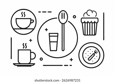 black lineart icons fork spoon