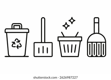 black lineart icons trash bin recycle