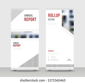 Black lined dotted Abstract Shapes Modern Exhibition Advertising Trend Business Roll Up Banner Stand Poster Brochure flat design template creative concept. Red gray Roll Up EPS. Presentation Cover