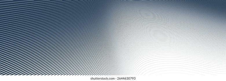 Black lines in 3D perspective vector abstract background, single color dynamic linear minimal design, wave lied pattern in dimensional and movement.