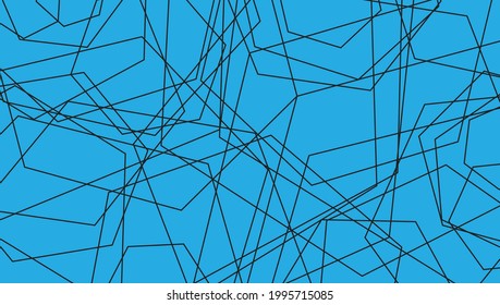 Black lines and blue back abstract background