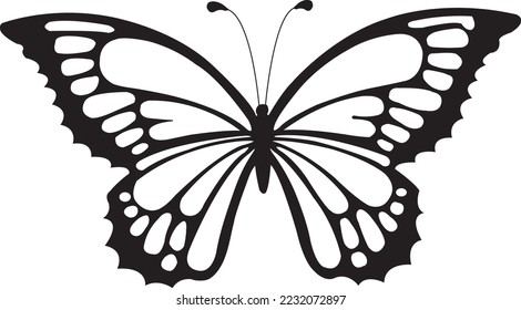 Black lines butterfly on a white background