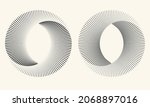 Black lines in circle abstract background. Yin and yang symbol. Dynamic transition illusion.