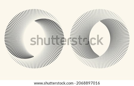 Black lines in circle abstract background. Yin and yang symbol. Dynamic transition illusion. Stockfoto © 