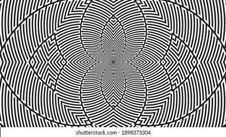 Black Lines in Circle Form .  Vector Illustration . Abstract Geometric ,Striped  background