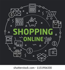 Black Lines Circle Illustration Flat for presentation shopping online