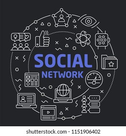 Black Lines Circle Illustration Flat for presentation social network