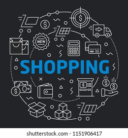 Black Lines Circle Illustration Flat for presentation shopping