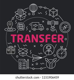 Black Lines Circle Illustration Flat for presentation transfer