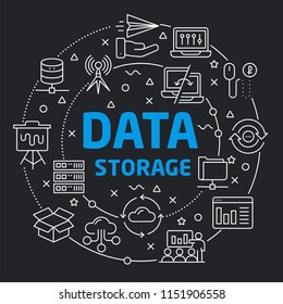 Black Lines Circle Illustration Flat for presentation data storage