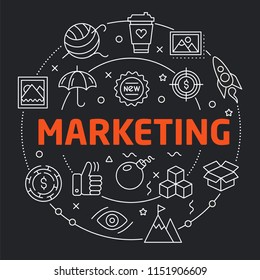 Black Lines Circle Illustration Flat for presentation marketing