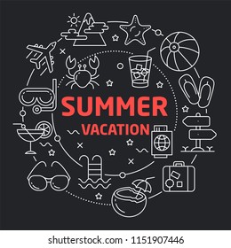 Black Lines Circle Illustration Flat summer vacation