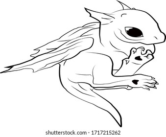 black lines depicting small dragon animals