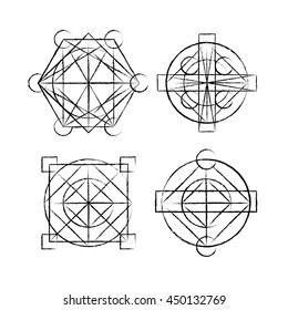 Black lines in a drawing technical ornament