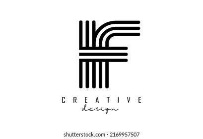 Black lines If i f letters with monogram Logo Design. Creative vector illustration with geometric lines pattern.